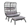 Indoor Outdoor Double Egg Chair with Ottoman Padded Cushions,Wicker Lounge Chair Deep Seating Chair with Footrests,Loveseat for Patio Porch Backyard - 2 of 4