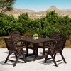 WestinTrends Malibu 5-Piece HDPE Square Patio Dining Table Set with Foldable Chairs, White - 2 of 4