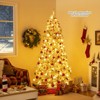 Tangkula 6/7/8 FT Snow-flocked Artificial Christmas Tree w/51/65/81 Sphere Lights 250/350/450 LED Lights - 2 of 4