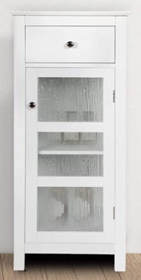 Teamson Home Roma Linen Tower Storage Cabinet With Glass Door And Drawer  White - Elegant Home Fashions : Target