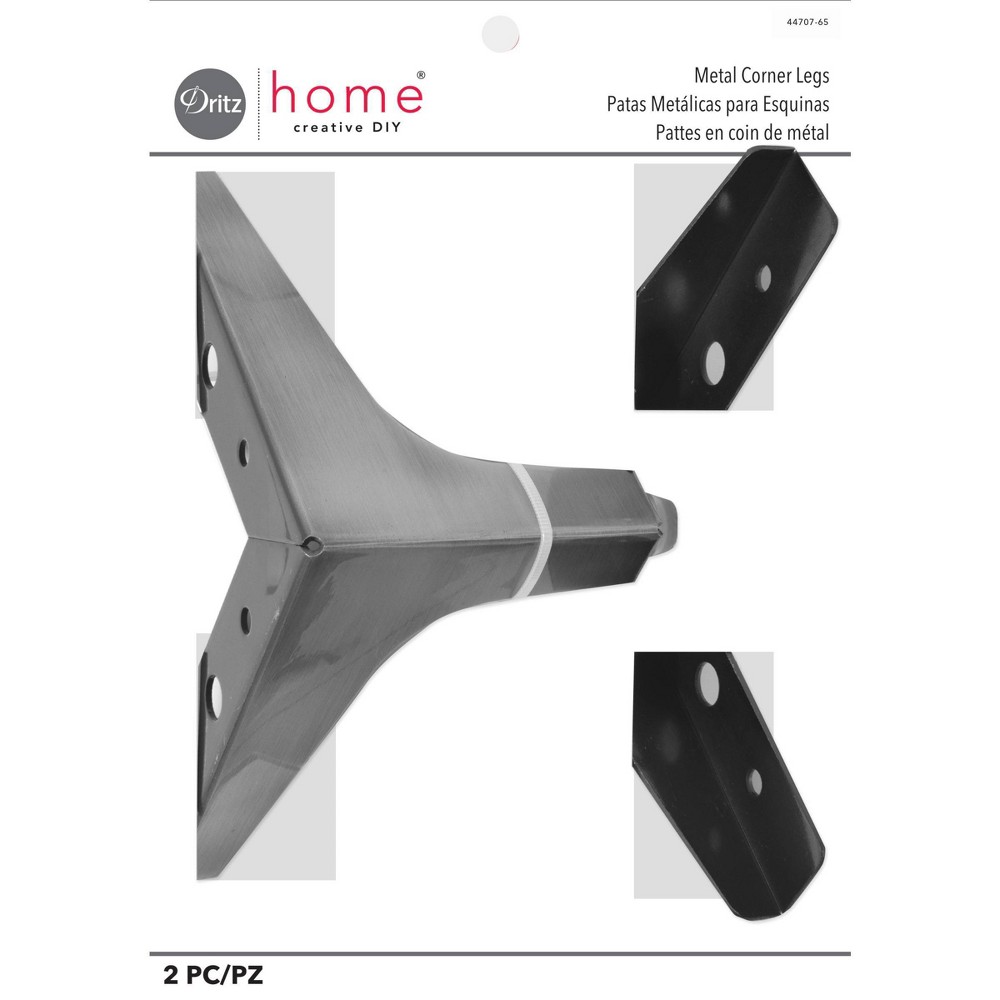 Dritz 2ct Home Metal Corner Legs Nickel: Craft Embellishments, Silver, 7.75" Length, 5.8" Width, Ages 12+