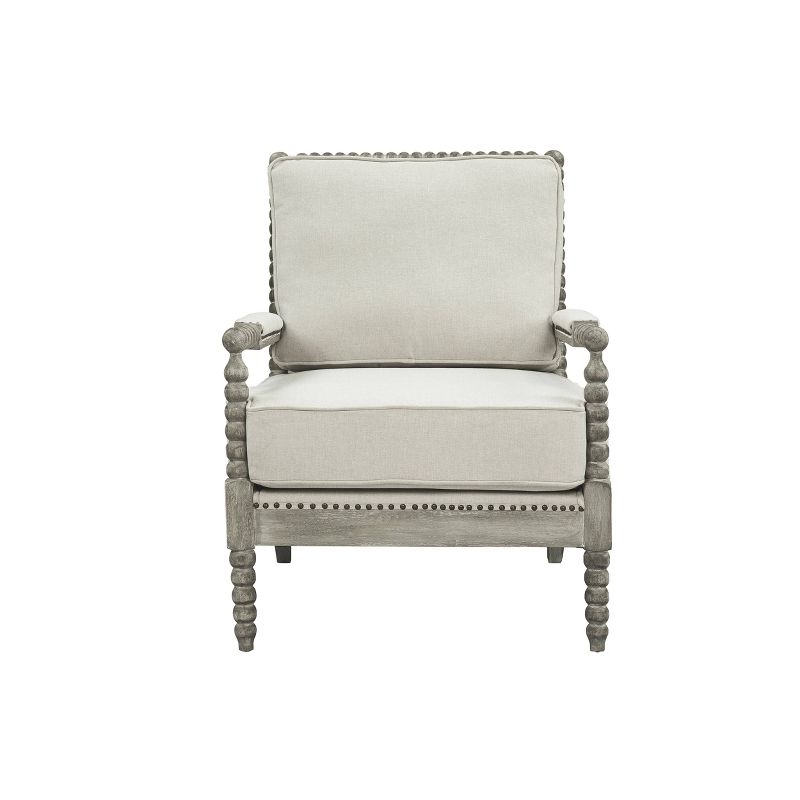 35&#34; Saraid Accent Chair Beige Linen/Gray Oak Finish - Acme Furniture, 3 of 6