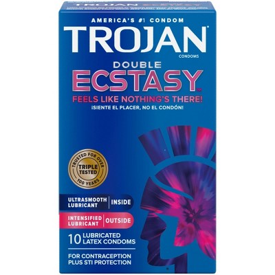 Trojan Double Ecstasy Lubricated Condoms - 10ct