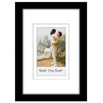 Americanflat 4x6 Mini Instant Photo Frame with Double White Mat - Display 2.1x3.4 Photos - Black