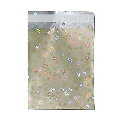 JAM Paper 6.25x7.875 Open End Foil Envelopes w/Self-Adhesive Closure Gold Stars 1333326