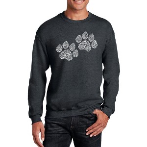 LA Pop Art Men's Word Art Crewneck Sweatshirt - Woof Paw Prints - 1 of 4