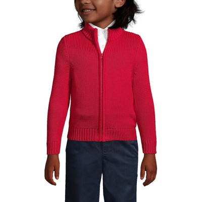 Lands' End School Uniform Kids Cotton Modal Zip Front Cardigan Sweater
