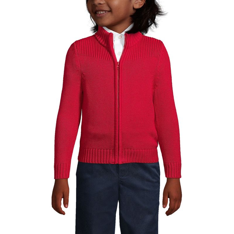 Lands' End School Uniform Kids Cotton Modal Zip Front Cardigan Sweater, 3 of 4