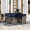 vidaXL Patio Sofa Set with Cushions 6 Piece, Patio Furniture with Glass Table, Outdoor Conversation Set, Modern Style, Gray Poly Rattan - 2 of 4