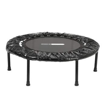 HolaHatha 36 Inch Portable Foldable Mini Trampoline Fitness Rebounder with 5 Level Adjustable Handle, Supports up to 330 Pounds, Black