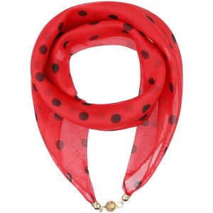 INSPIRE CHIC Women's 1950s Polka Dots Chiffon Square Pendant Necklace Scarves with Magnetic Buckle 1Pc - 1 of 4