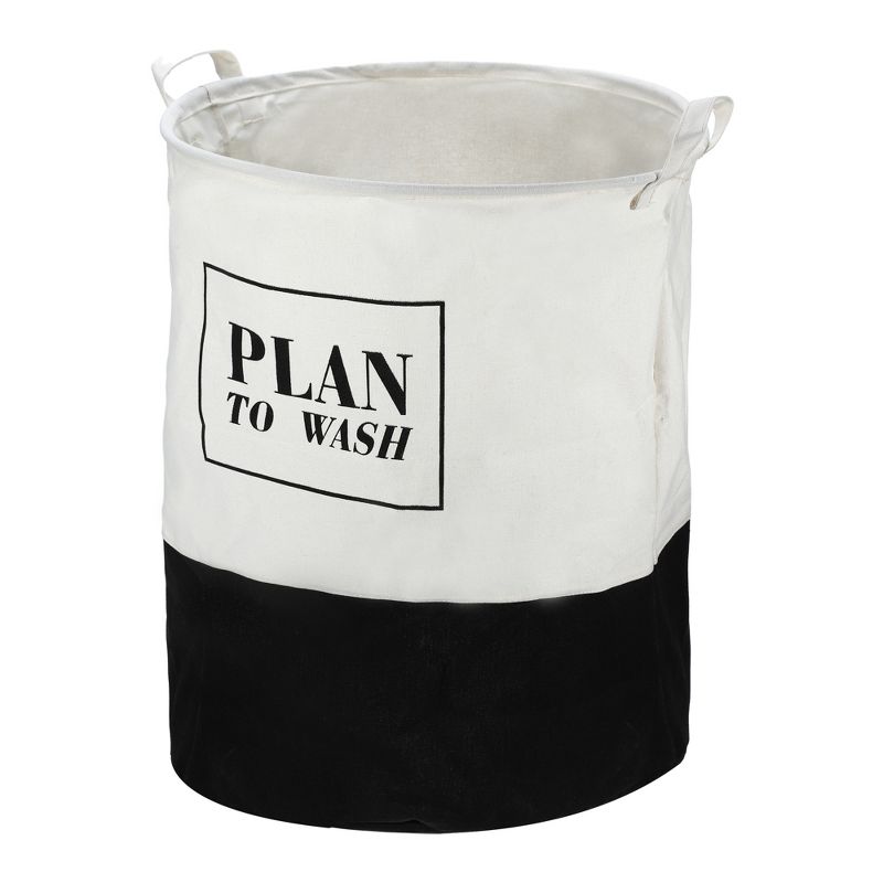 Unique Bargains 3661 Cubic-in Foldable Cylindrical Laundry Basket Black 1 Pc Plan to Wash, 1 of 7