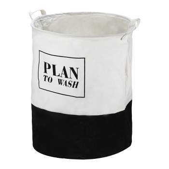 Unique Bargains 3661 Cubic-in Foldable Cylindrical Laundry Basket Black 1 Pc Plan to Wash