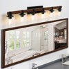 DOMETOUR 42'' Rustic 6-Light Vanity Light, Industrial Bathroom Wall Sconce with Glass Shades, Wood Accent, Modern Farmhouse Fixture (No Bulbs) - 3 of 4