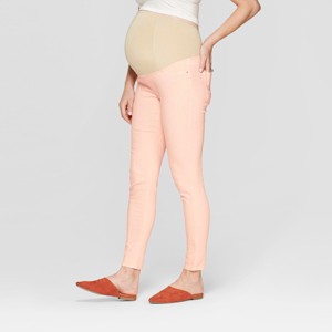 Maternity Crossover Panel Peach Skinny Jeans - Isabel Maternity by Ingrid & Isabel Peach 2, Women