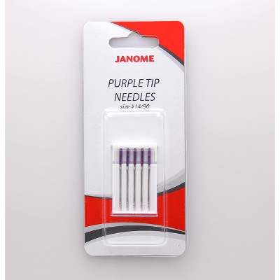 Janome - Size 14/90, Sewing Machine Needles - Purple Tip - Pack of 5
