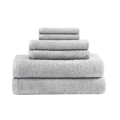 6pc Aure Cotton Antimicrobial Bath Towel Set Gray - Clean Spaces