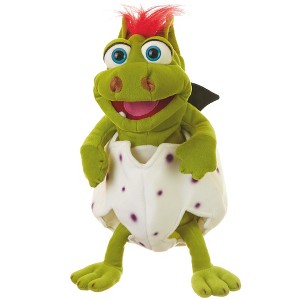 Living Puppets: Olive The Baby Dinosaur - 14" Plush Hand Puppet, Handmade - 1 of 4