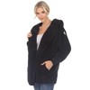 Women's Plush Hooded Cardigan with Pockets - White Mark - 2 of 4