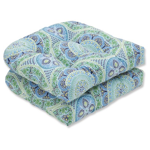 Outdoor/indoor Delancey Blue Wicker Seat Cushion Set Of 2 - Pillow ...