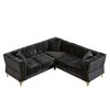 81.5" Chenille Classic Chesterfield L-Shaped Corner Sectional Sofa, 5-Seater Couch with Nailhead Trim, Tufted Cushions - 3 of 4