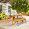 VINGLI Outdoor Wooden Bench, 45” 2-Person Backless Dining Bench Set of 2, Weatherproof Outdoor Patio Bench for Porch Entryway Garden (2, Teak) - 2 of 4