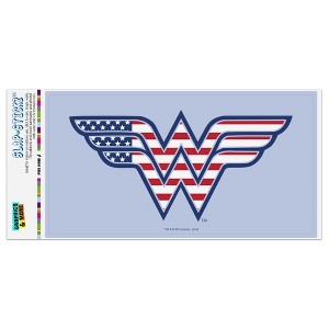 Wonder Woman Usa American Flag Logo Automotive Bumper Sticker - 1 of 4