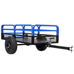 Steel Utility Garden Cart, 15 Cu Ft, 900/1500 Lb Capacity, with Tow Handle, Foot Pedal and Removable Sides, for ATV, UTV and Tractors - 1 of 4