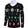 Clearlove Men's Christmas Sweaters Holiday Reindeer Snowflakes V Neck Jumpers - 2 of 4