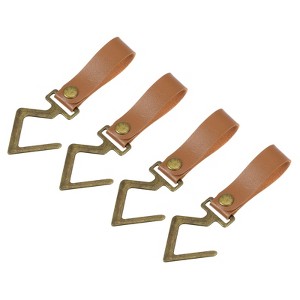 Unique Bargains PU Leather Home Camping Multipurpose S Hooks and Hangers 4 Pcs - 1 of 4