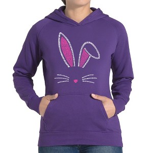 LA Pop Art Women's Word Art Hooded Sweatshirt - Bunny Ears - 1 of 4