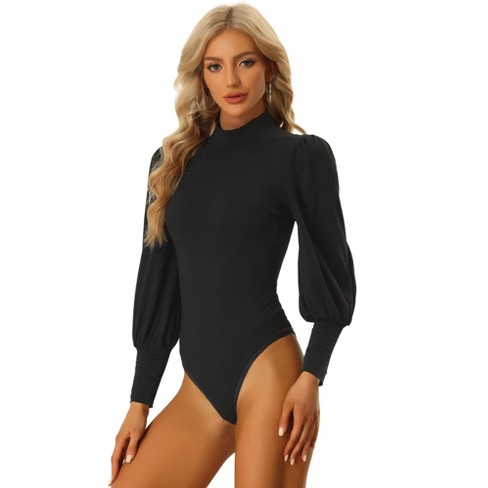 Bodycon High Compression Mock Neck Long Sleeve Bodysuit White Women's XL -  Yahoo Shopping