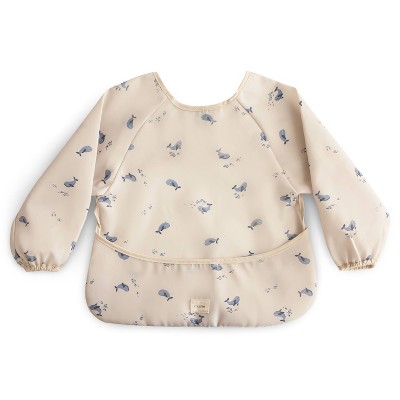 Image of Mushie Long Sleeve Bib Smock with Pocket - Whales