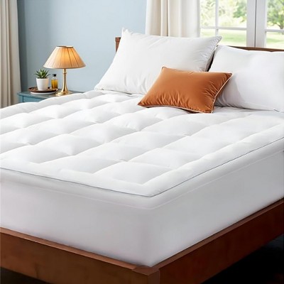 FURNIinspire Mattresses King Size Cozy Filled Cotton Mattress Thin Plush Bed Topper for Comfort Sleep, Skin-Friendly, White, 76"*80"*3"