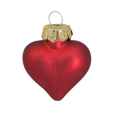 Northlight 56ct Matte Red Glass Heart Christmas Ornaments 1.75" (45mm)