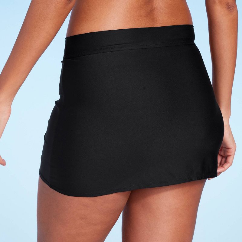 Women's High Waist Shirred Swim Skirt - Shade & Shore™ Black, 3 of 7