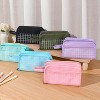 Generic Large Pencil Case, Big Portable Canvas Stationery Organizer with Zipper, Cute Aesthetic School Supplies  Pink with Plaid - 2 of 4