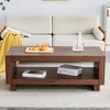 Dolonm Modern Minimalist Walnut MDF Coffee Table with Storage, 47.2" L x 23.6" W x 18" H, Mid-Century Design for Living Room - 3 of 4