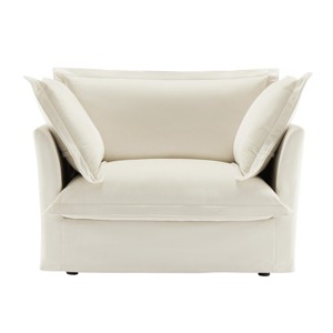 Modern Single Sectional Modular Sofa Chair,Chenille Fabric Cushion Sectional Modular Sofa Chair,Armrests Chair With Slip Covered-Coolbibila - 1 of 4