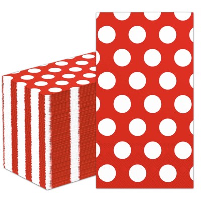 DYLIVeS 100 Pack Red and White Polka Dots Guest Towel Napkins,Red Disposable Dinner Napkins Easter Paper Hand Towels Picnic Napkins for Wedding Supply