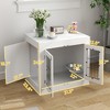 BABYYER Pet Crate, End Side Table Furniture, Double-Doors Dog Kennel with 360° Rotatable Removable Dog Bowls and Non-Slip Foot Pads for Medium Dogs - 4 of 4