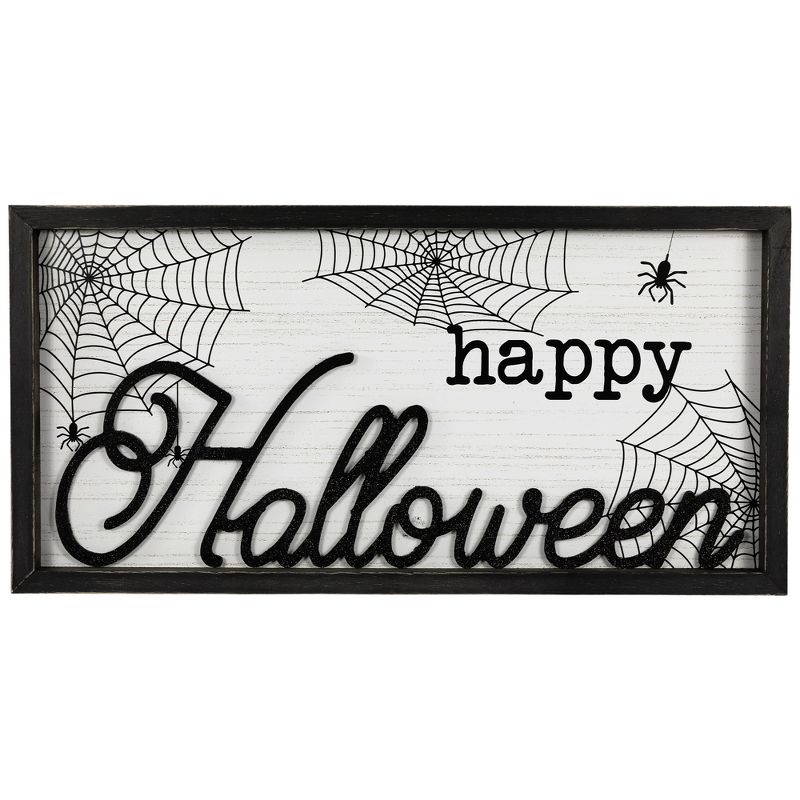 Northlight 23.5" Happy Halloween Spider Web Wall Sign, 1 of 6