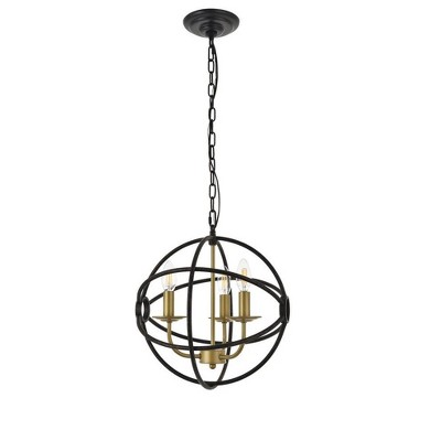 Octavia Brass and Dark Brown 3-Light Metal Pendant
