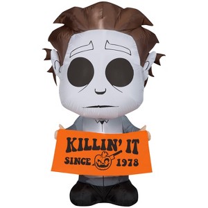 Gemmy Halloween Inflatable Michael Myers with Banner, 5 ft Tall, Multi - 1 of 4