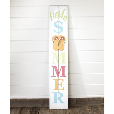 Lakeside Hello Summer Flip Flops Leaning Wall Sign with Attached Hanger