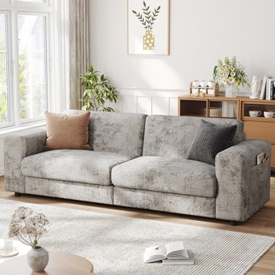 Modern Loveseat Sofa for Small Space, Chenille 3-Seater Couch, Grey