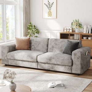 Modern Loveseat Sofa for Small Space, Chenille 3-Seater Couch, Grey - 1 of 4