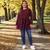 Women's Plus Size Casual Knit Babydoll Long Sleeve Peplum Blouse - Agnes Orinda - 3 of 4
