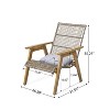 Infurnic Patio Dining Chairs Outdoor Wood 3PCS Lounge Wicker Chairs with Pillows and Side Table for Patio,Deck, Garden, Brown, 26.5"*31.5"*35.25" - 4 of 4
