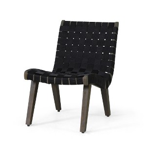 Akoasm Modern Rope-Woven Outdoor Lounge Chair with Rosewood Frame-Black - 1 of 4